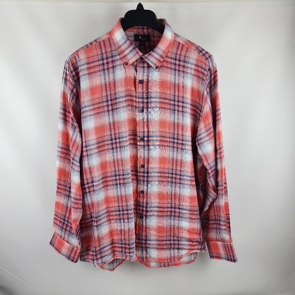 Jon Randall Collection Shirt Mens XL Multi Linen Blend Long Sleeve Button Down
